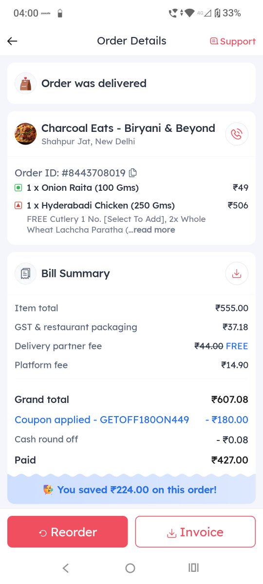 ni17929's tweet photo. @zomato @zomatocare Ordered 2 Whole Wheat Laccha Parathas, but received normal parathas instead. This is not Laccha Paratha. Wrong item delivered and your bot keeps rejecting my complaint instead of connecting me to an agent. Order ID: 8443708019. Took more then bill #Zomato https://t.co/8VRWtl2yXA