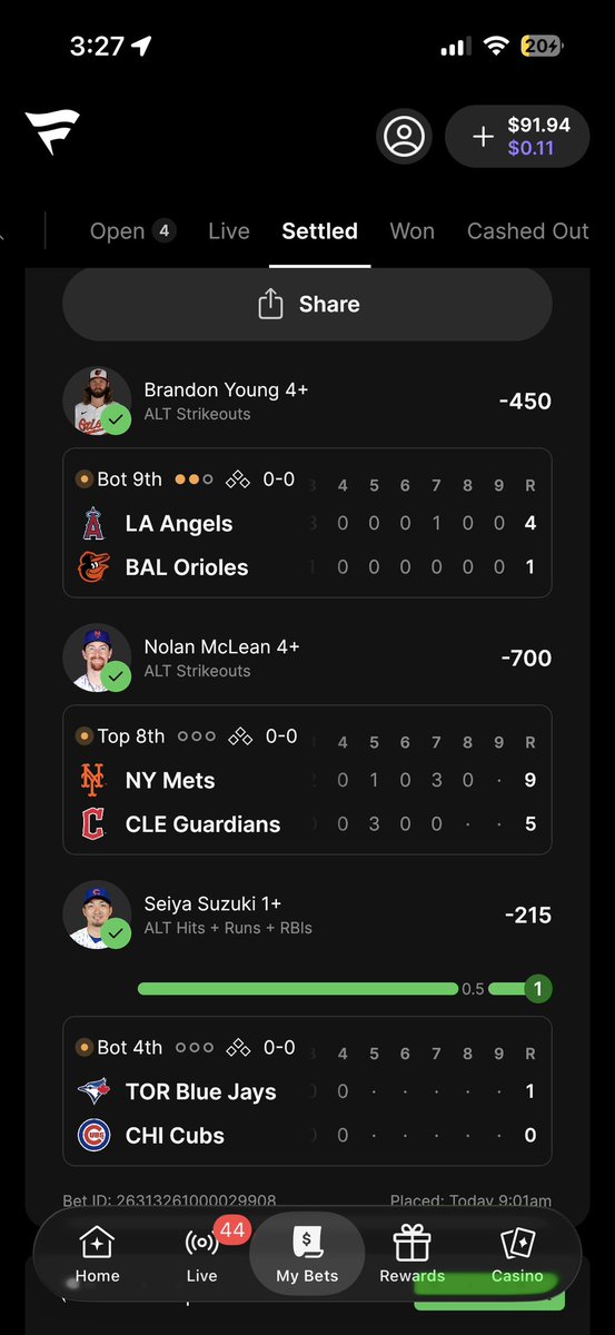 DombombsLocks's tweet photo. After a lot of thought I've decided to void this leg of the ladder challenge and start fresh with a new one tomorrow.

Suzuki had a single during his first AB that cashed me out today, but it was later overturned. 

My bet cashed out on Fanatics but I know for others it did not. 

I want to always be on the same page with everyone who tails, so in all fairness i'm going to void this bet and start fresh tomorrow. I can feel a stretch of winning coming our way 💪 ❤️ 

#DombombsLocks #LadderChallenge
