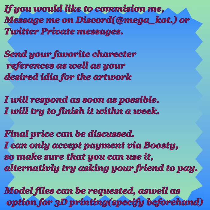 mega_KOT3D's tweet photo. Comms open for commsion starved critters https://t.co/RNuIhviDEv