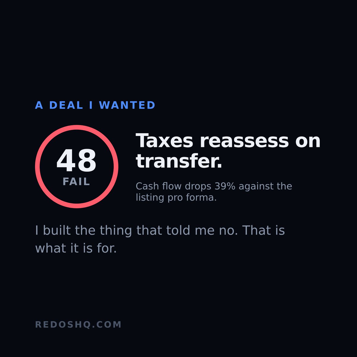 viniciorodd's tweet photo. The most repeated question in real estate investing is not "is this a good deal."

It is "what am I missing?"

That question is why I built REDOS. Shipped today.
The number that kills a deal is not wrong. It is missing.

Free calculators, no account. Link below.. https://t.co/PRLk19SZ7A