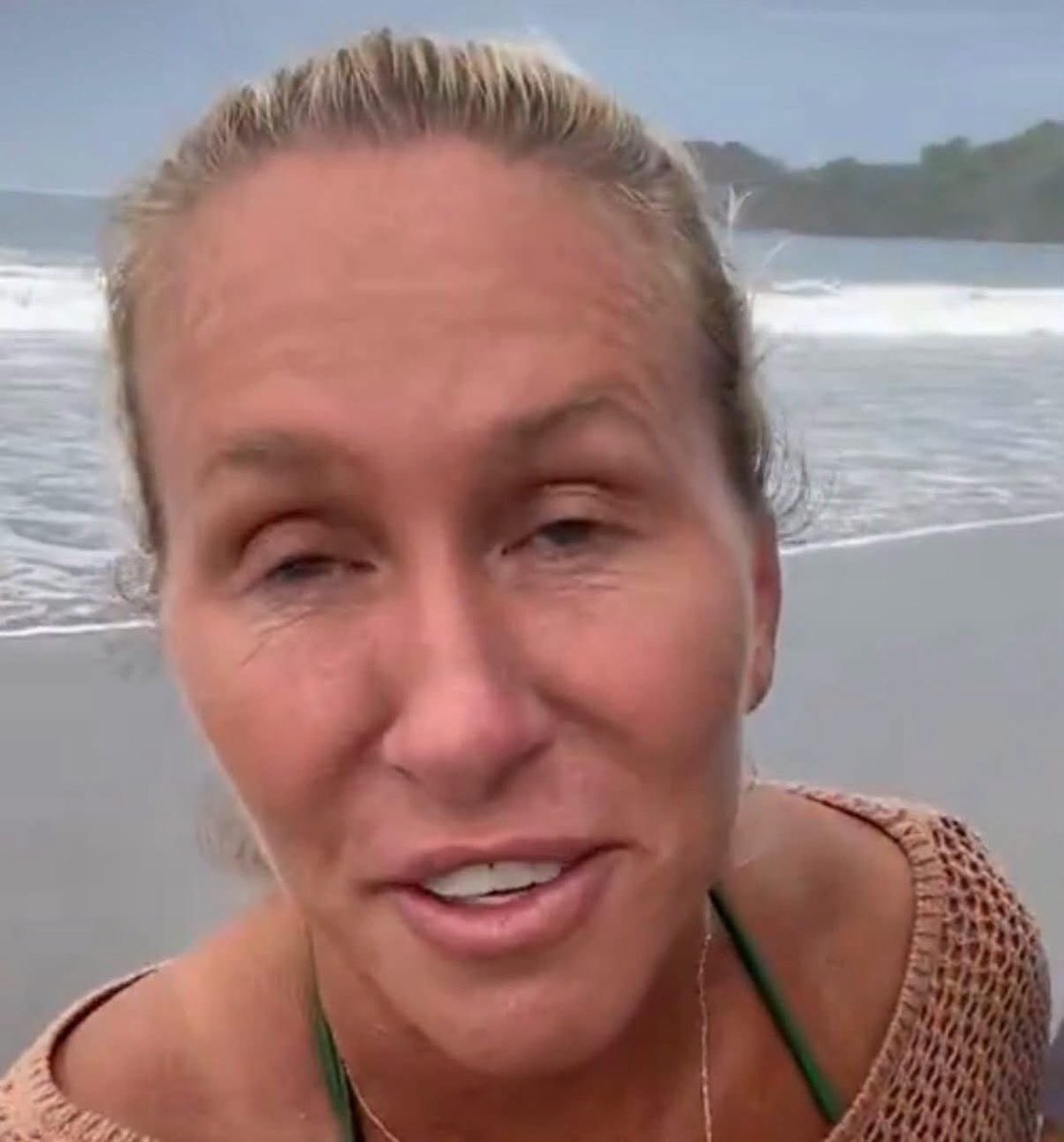 JonElberg2's tweet photo. @FmrRepMTG This you? Drunk on the beach again. https://t.co/6jBGlNUsCn