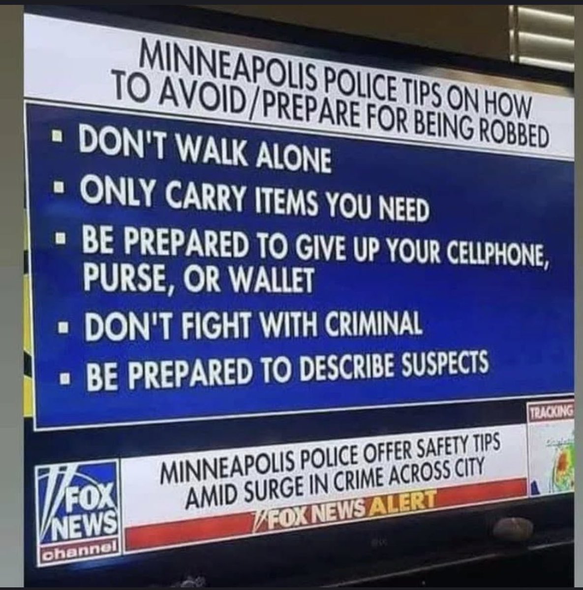 GlowSurfing's tweet photo. Yes, let’s not arrest criminals but rather warn the innocent public that it’s inevitable! 🙄 https://t.co/AVP2TVdHvj