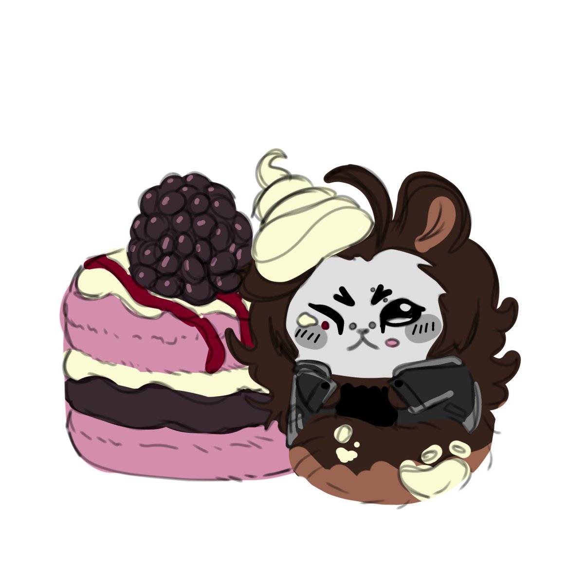 pinkmoon_art's tweet photo. Ok how do we feel about these being add ons for petition goals for the gothbae plushie? Chiikawa gothbae would be a sticker and blackberry gothbae would be an acrylic charm,, https://t.co/aaqCZ6EoL6