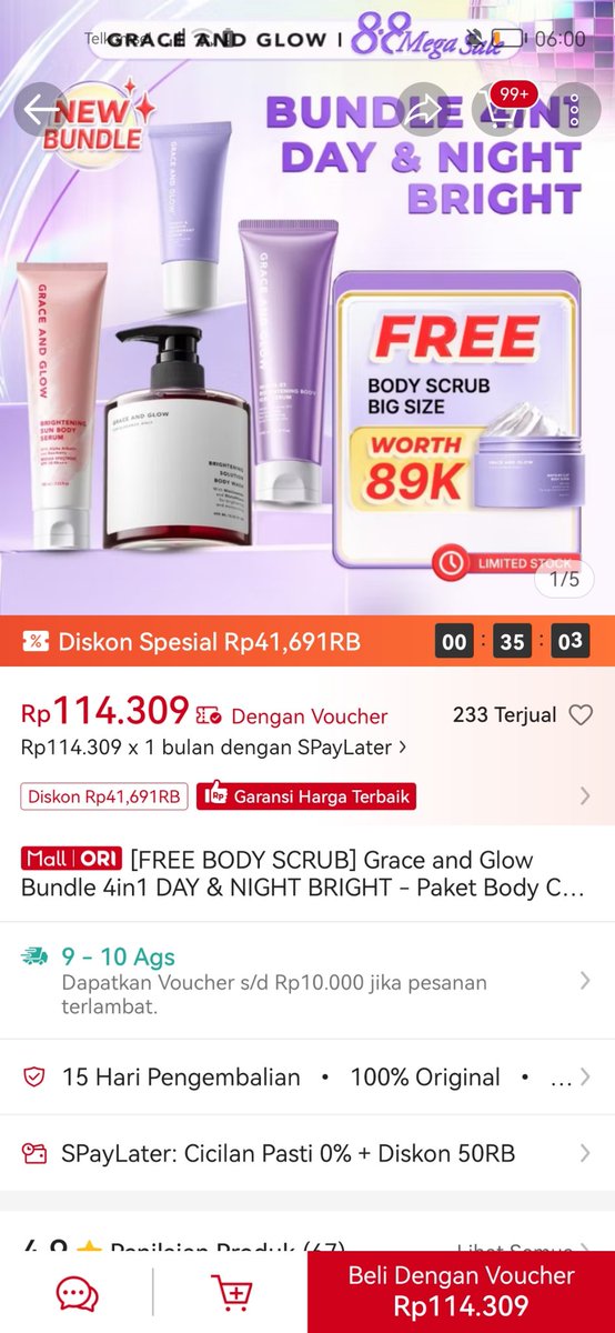 Minyoniiiii's tweet photo. Grace and Glow kalo diskon emang GELOOOO
115K 5 ITEM GA TUH
https://t.co/jwg0HQsIY9 https://t.co/XT3omCe0KD