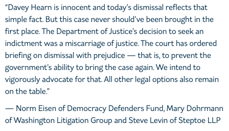 NormEisen's tweet photo. STATEMENT OF COCOUNSEL ON THE DISMISSAL OF THE DAVEY HEARN PROSECUTION https://t.co/rgjxNsk70n