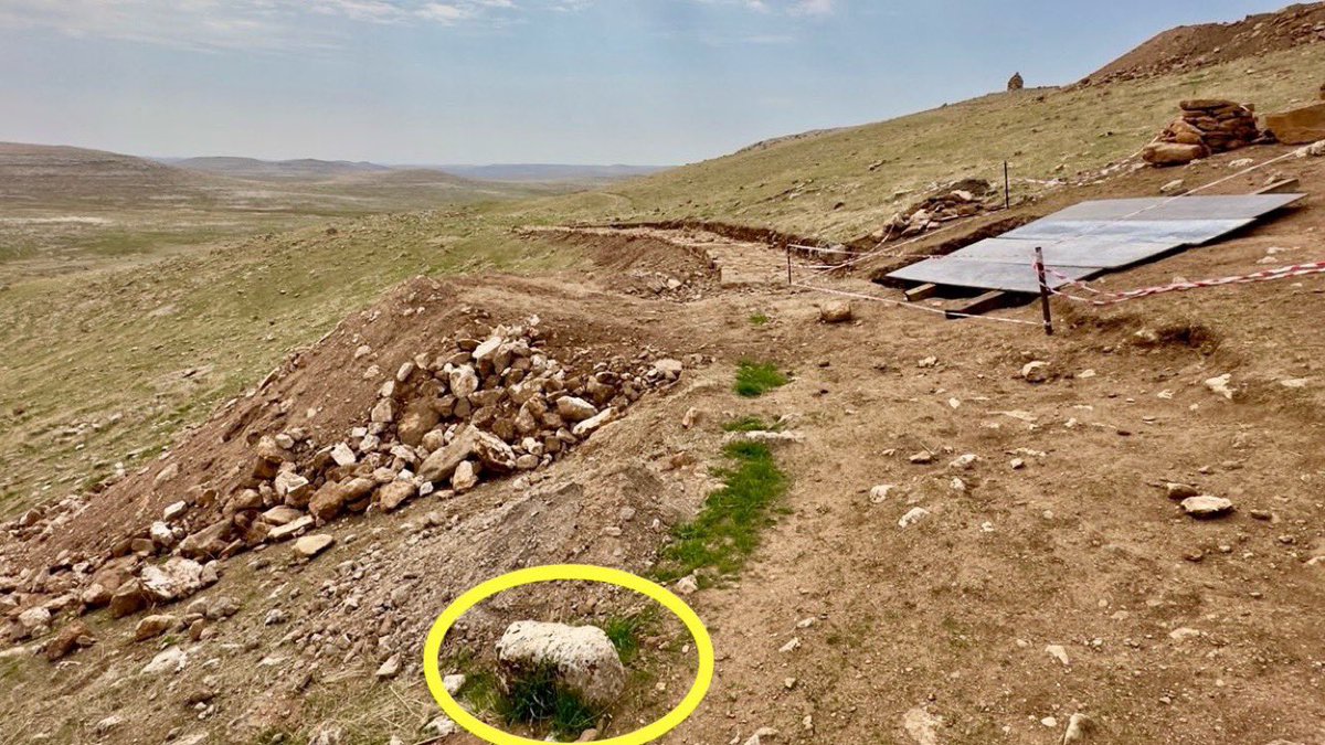 BrightInsight6's tweet photo. Since he’s in Turkey right now, I am calling on Dr. Hugh Thomas @DrHughT to visit Karahan Tepe, and report on the dozen+ holes that were dug in the middle of *unexcavated* ruins at the site!

As you can see in the images below, these holes were dug next to unexcavated T-Pillars (the tops are exposed at the surface), mere steps away from these 20+ft deep pits!

This raises serious concerns as to whether any ruins were damaged in the process of digging them.
Additionally, the approval for the completion of the roof was recently DENIED, and new holes will have to be dug! What exactly was the reason for the permit denial? And why exactly do new holes have to be dug? 🤔

These are important questions, and the public has a right to know.

I should also mention that Dr. Hugh Thomas previously denied that these holes were dug for the support beams that will hold the new roof, claiming they were simply for “excavation”. This was false, as authorities from the Turkish Ministry have publicly confirmed that these holes are for the roof complex.

The reality is that they drilled a dozen+ holes in the middle of an unexcavated field of ~12,000yr old ruins 🤯

Video: @WWolfProd