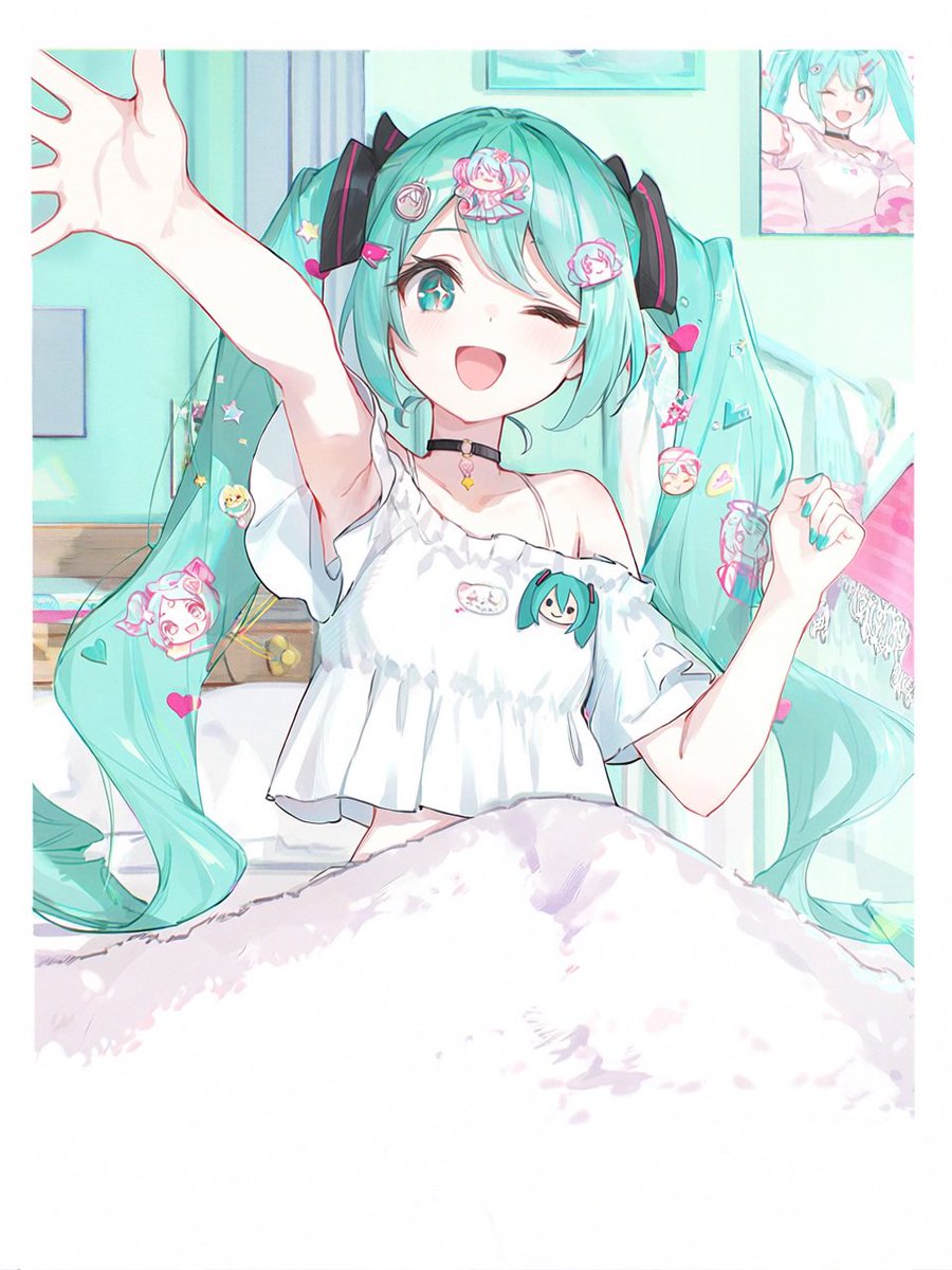 popo_Art_Miku's tweet photo. おっはよー✨
(金曜の朝は元気)
＃初音ミク　＃イラスト　＃HatsuneMiku https://t.co/fxiFZ8ribG
