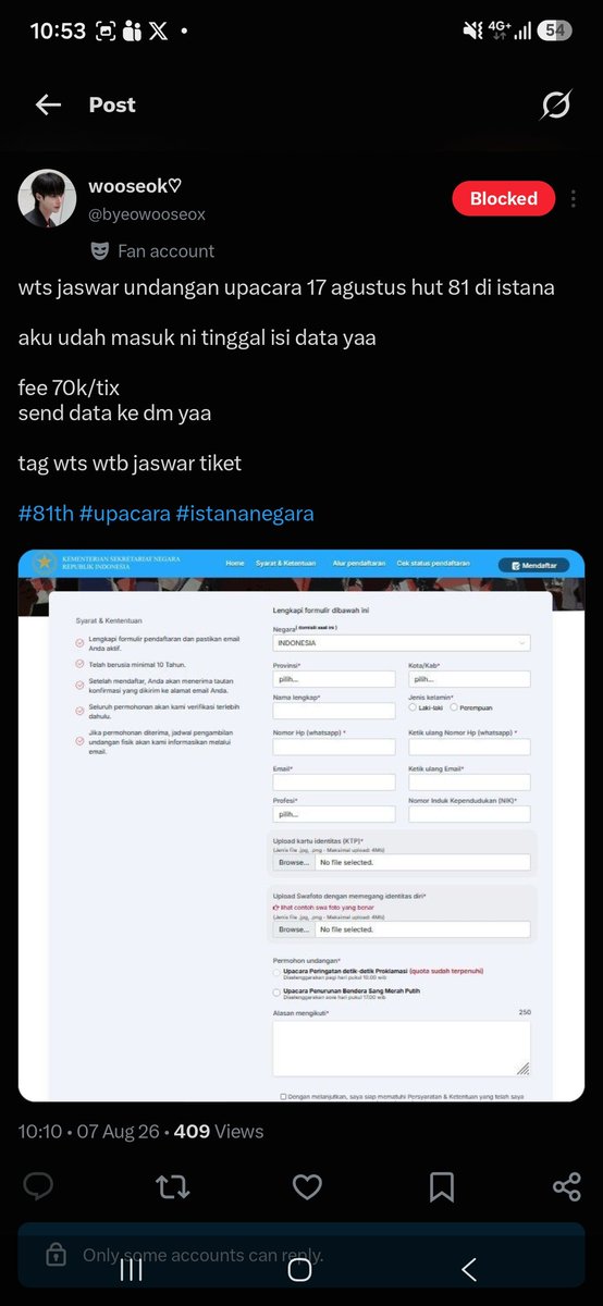 haduhpusink's tweet photo. ‼️SCAMMER ALERT‼️

Dia jualan undangan upacara 17 agustus hut 81 di istana @byeowooseox 

QRISNYA MASIH SAMAAA UDAH PASTI INI 1 ORANG YANG SAMA WKWKWKWK https://t.co/MRvWTcfxDz