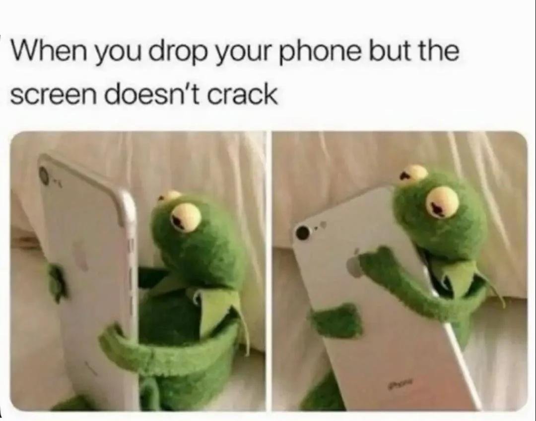 kingiconic62's tweet photo. That 0.5 seconds after your phone hits the ground… 💀📱 Then you pick it up and see no cracks. Instant gratitude. 😂😂😂😂😂
To be honest,what is the highest you have dropped your phone from and it still survived?
#phonelife https://t.co/SRNN6efnhS