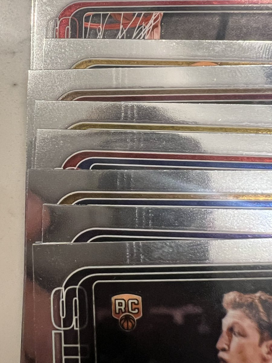 Big_Blue42_'s tweet photo. You would expect that when you spend $550 on a hobby box you wouldn’t pull garbage like this. Half the cards in this box had marks like this.  Shocking they were all able to pass @Topps QC check @CardPurchaser https://t.co/fCPPX6dY9F