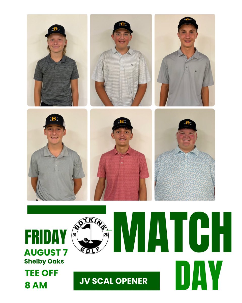 BotkinsGolf's tweet photo. Rise n’ shine, @BotkinsGolf! ☀️ 

⛳️ Varsity Trojans head to The Oaks to take on Indian Lake HS. 

⏰ 9 AM tee off

⛳️ JV Trojans open SCAL play  at The Oaks to kick-off their season.

⏰ 8 AM tee off

Dew on the grass, driver in hand, 
&amp; a whole season of possibilities ahead. https://t.co/fRpHVUm8sx