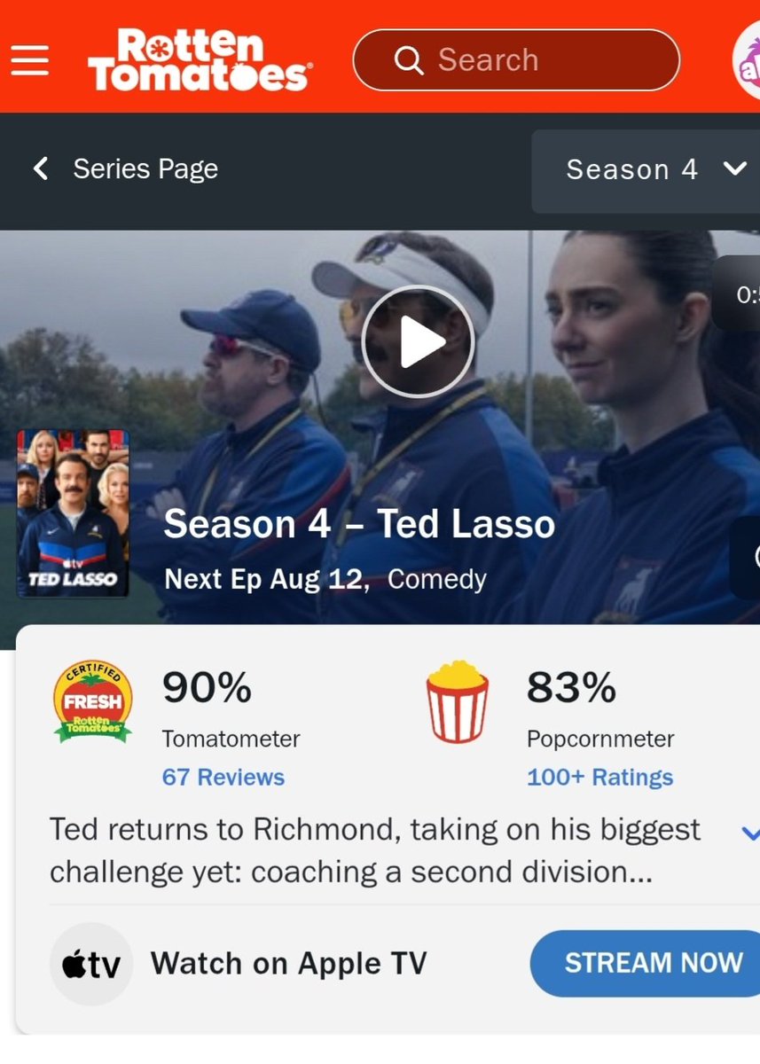 DiscussingFilm's tweet photo. ‘TED LASSO’ Season 4 is now Certified Fresh on Rotten Tomatoes at 90%

Read our review: https://t.co/2vnbXmkQ1j https://t.co/pCOxPiavEj