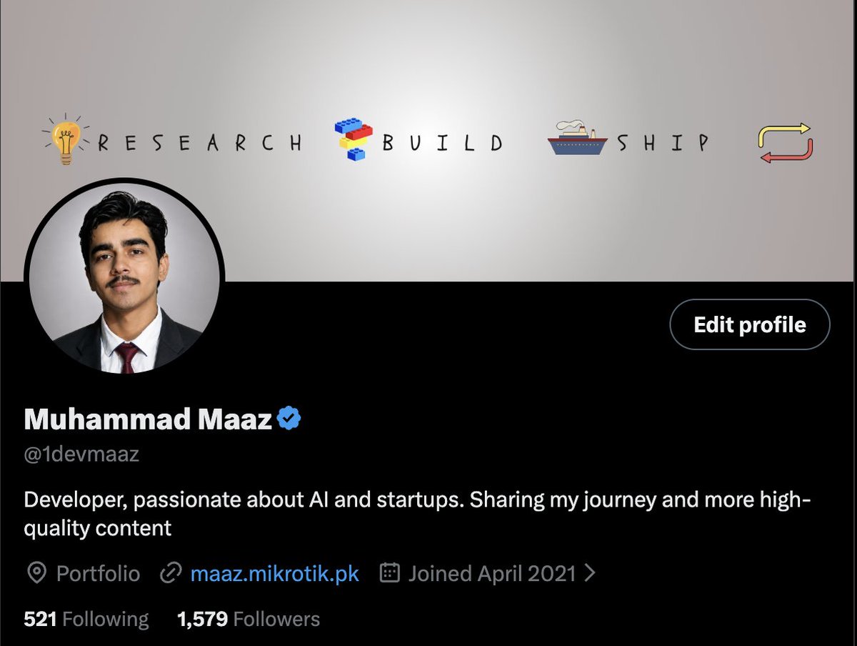 1devmaaz's tweet photo. Only 21 followers away from 1,600! 🚀

Huge thank you to everyone who's been following along and supporting my journey. It genuinely means a lot. ❤️

I love sharing and learning about:
🤖 AI
💻 Software Engineering
🚀 Startups
📱 New Tech & Gadgets

If you're into any of that too, let's #connect! 🙌