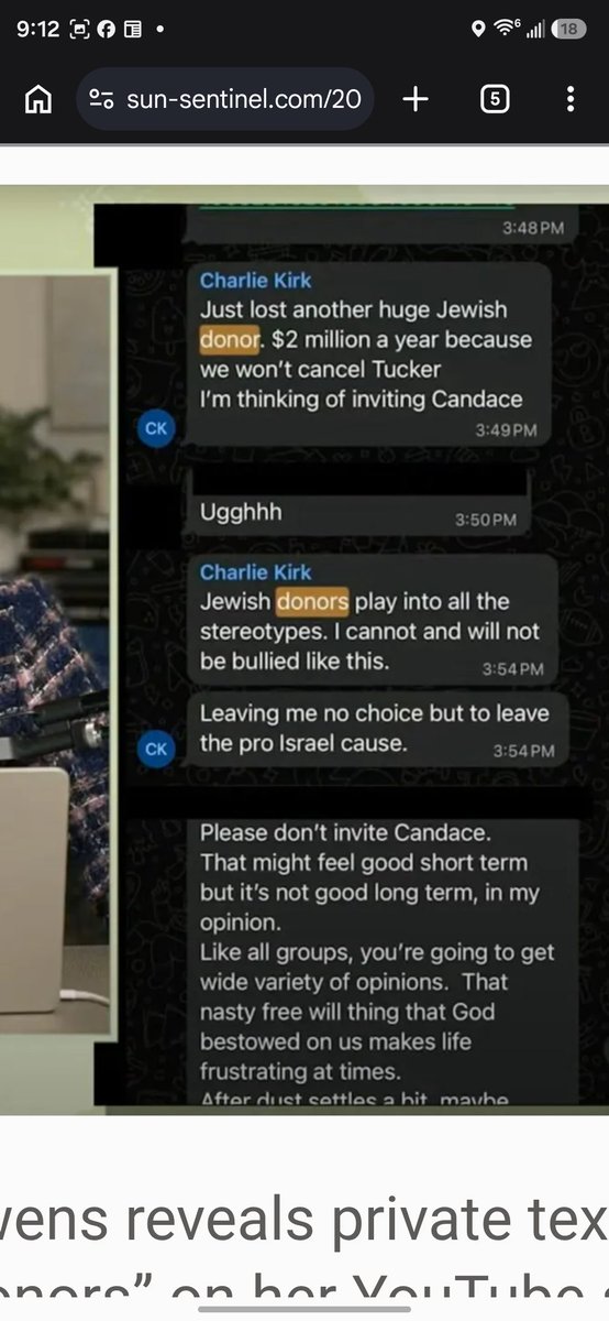 Brandi08072640's tweet photo. @ronaldofan30 @paleochristcon @Jay_Vreal78 @fshgroyp Yes he did, he said he was leaving thebpro isreal cause because of those donors. Not because he doesnt agree with zionism.  He was angry and lashed out. Very petty of him but this did not define Charlies support of Isreal he even gave the next day with Ben Shapiro in his show. https://t.co/KJAaz6MhOE