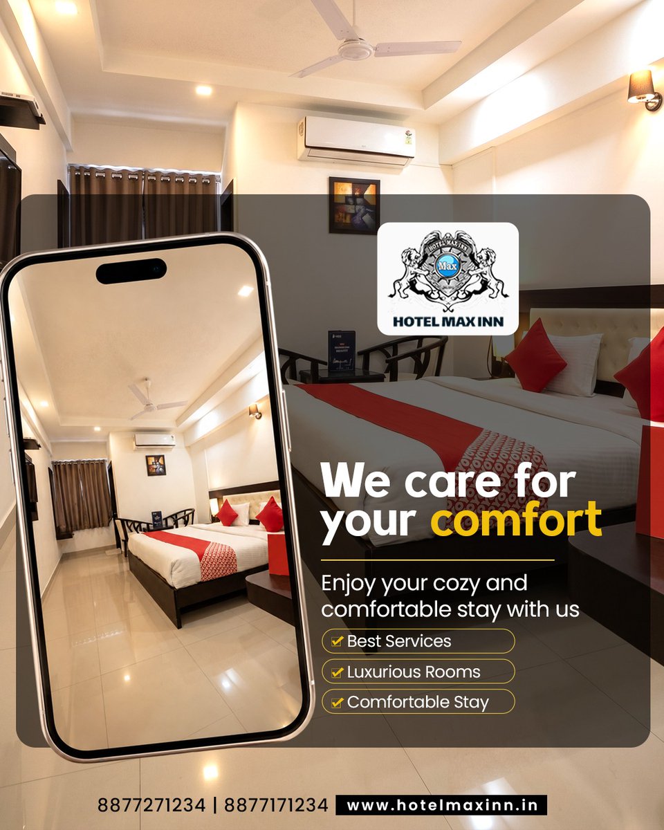 Hotel_MaxInn's tweet photo. We care about your comfort.

From comfortable rooms to quality services, Hotel Max Inn is here to make your stay relaxing and memorable.

📞 8877271234 | 8877171234
🌐 https://t.co/VKRCOU7QzX

#HotelMaxInn #HotelInPatna #ComfortableStay #PatnaHotels https://t.co/ah3VsulCvt