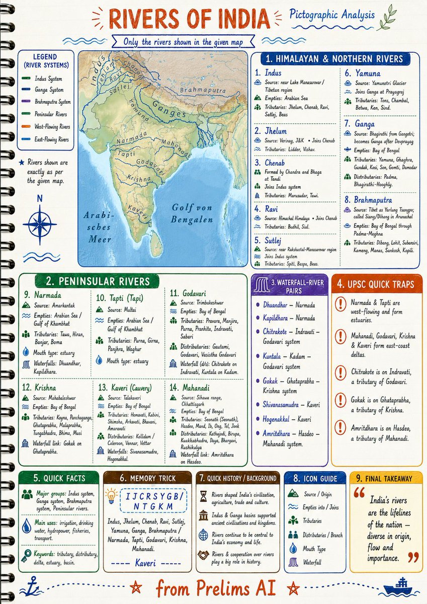 upscnetwork4's tweet photo. Revise Indian rivers 
🇮🇳 https://t.co/LI4YTPxbIL