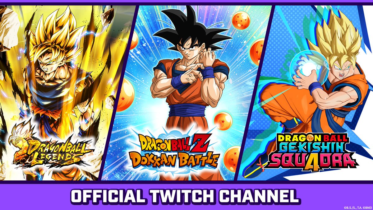 dokkan_global's tweet photo. The official Twitch channel for Dragon Ball mobile games is finally here! 📺️ 

You can catch content for these three titles!  

・Dragon Ball Z Dokkan Battle 
・DRAGON BALL LEGENDS  
・DRAGON BALL GEKISHIN SQUADRA 

#dokkanbattle #dragonball