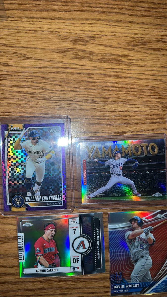 philkeefious's tweet photo. Hits and inserts from a Topps Chrome Mega Box!!

🔑’s were the William Contreras purple X-Fractor /75 and the Yamamoto Perspectives.

Still looking for a minion👀
#Topps #Break #Baseball https://t.co/mhpzFU9V54