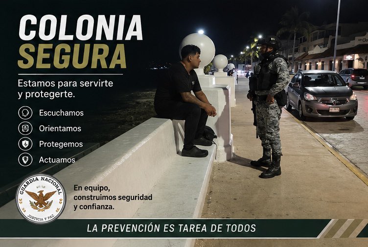 GNQRoo's tweet photo. Colonia Segura

La Guardia Nacional fortalece la seguridad mediante recorridos preventivos y proximidad con la ciudadanía, promoviendo la prevención del delito y la participación de la comunidad.

Juntos construimos colonias más seguras. 🇲🇽

#ColoniaSegura #GuardiaNacional https://t.co/d1gwaArok5