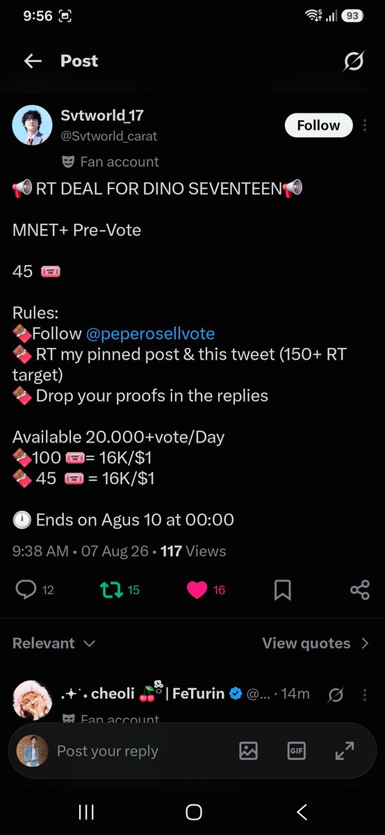 fruitypieplayz's tweet photo. @Svtworld_carat @Peperosellvote for #PICHEOLIN #DINO https://t.co/43jiy8vFaq