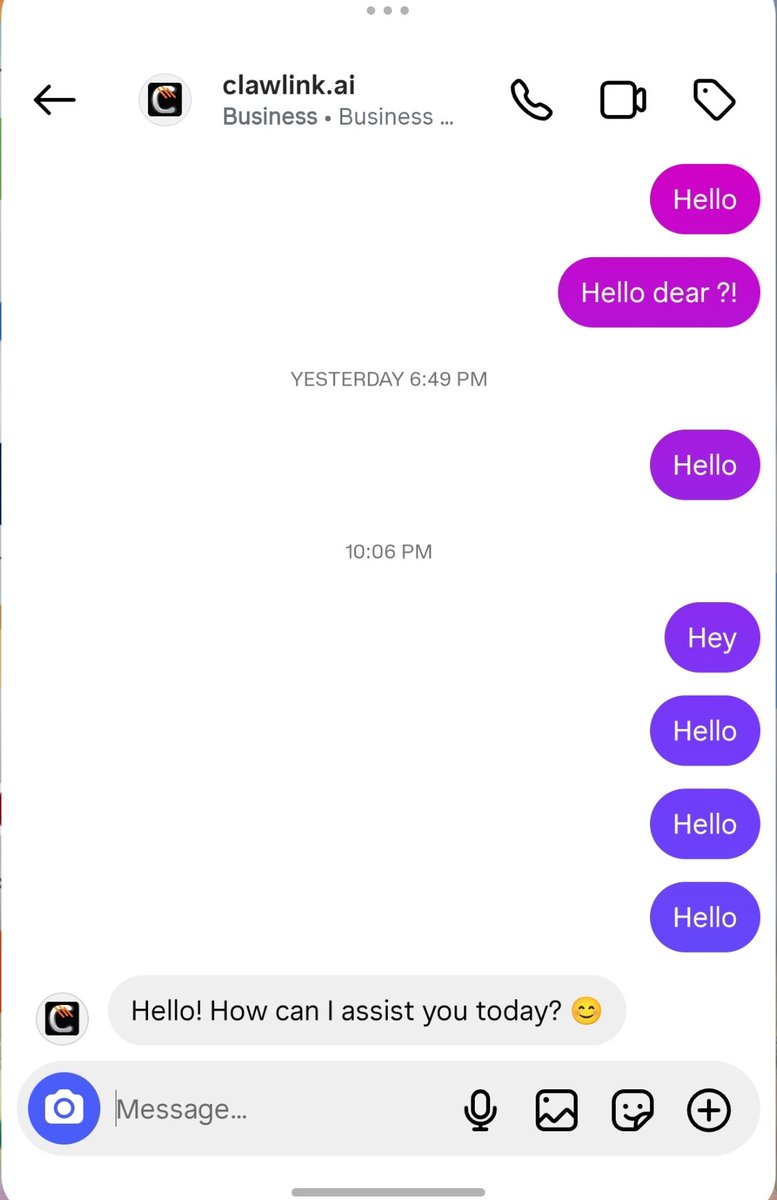 jaybuilds_ai's tweet photo. 6 months of grinding, waiting, and debugging... but I finally did it! 

ClawLink AI is officially LIVE and auto-responding to Instagram DMs.

This is just the trailer. The real movie is about to begin. 

#BuildInPublic #SaaS https://t.co/UUn5DzM8Vj