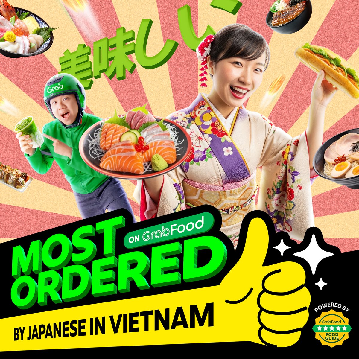 GrabVN's tweet photo. 「今日何食べる？」の悩みを解決！ベトナムの日本人が実際にリピートする人気店をGrabが厳選 本格和食から、日本人の口に合うベトナム料理、世界的人気メニューまで勢揃い。在住者なら絶対外せないお店をコレクションでチェック！