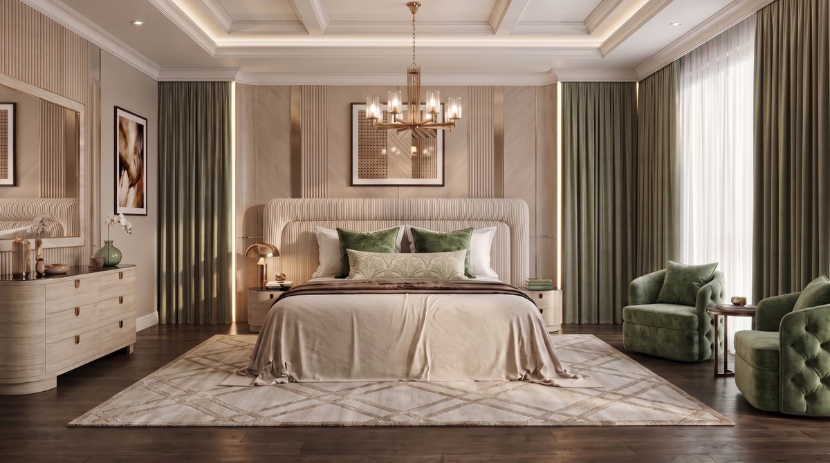 dubai_3dmax's tweet photo. Luxury Sage &amp; Cream Bedroom

Elegant sage green accents meet soft cream tones and warm wood textures.
Explore more interior design inspiration:
 https://t.co/k993vuEWjc

#BedroomDesign #InteriorDesign #LuxuryInteriors #SageGreen #HomeDecor https://t.co/yYIUso8Ohx