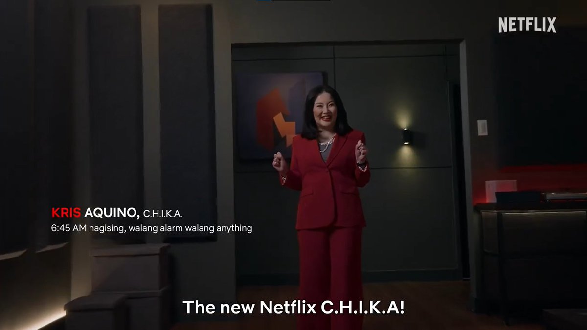 ABSCBNNews's tweet photo. THE QUEEN IS BACK! 👑❤️
 
LOOK: Multimedia Queen Kris Aquino is back on screen as Netflix's Chief Head of Insight and Kontent Analysis (CHIKA).
 
This marks her return to the screen after years away due to her health battle.
 
(Screenshots from Netflix/X) https://t.co/LfM4mUmpYj