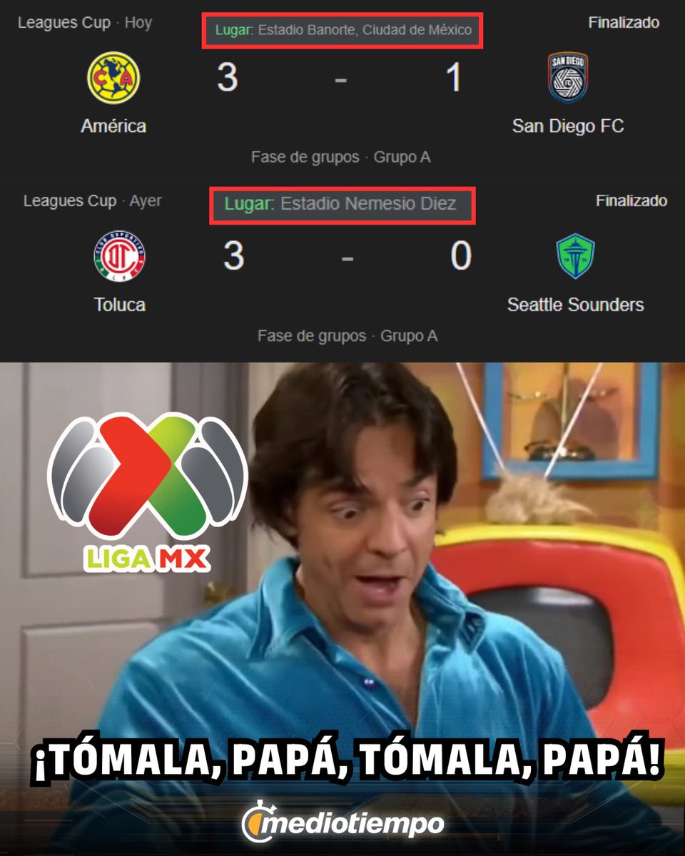 mediotiempo's tweet photo. ¡AQUÍ NO PUDIERON!😜

Los primeros equipos de MLS que jugaron Leagues Cup en México fueron goleados https://t.co/Z2dgdW9QfL
