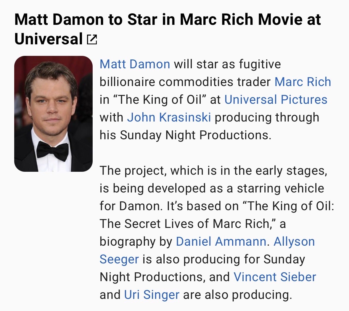 TheIcahnist's tweet photo. Matt Damon as King of Oil?  

Are we really back? https://t.co/dlbx11uRTV