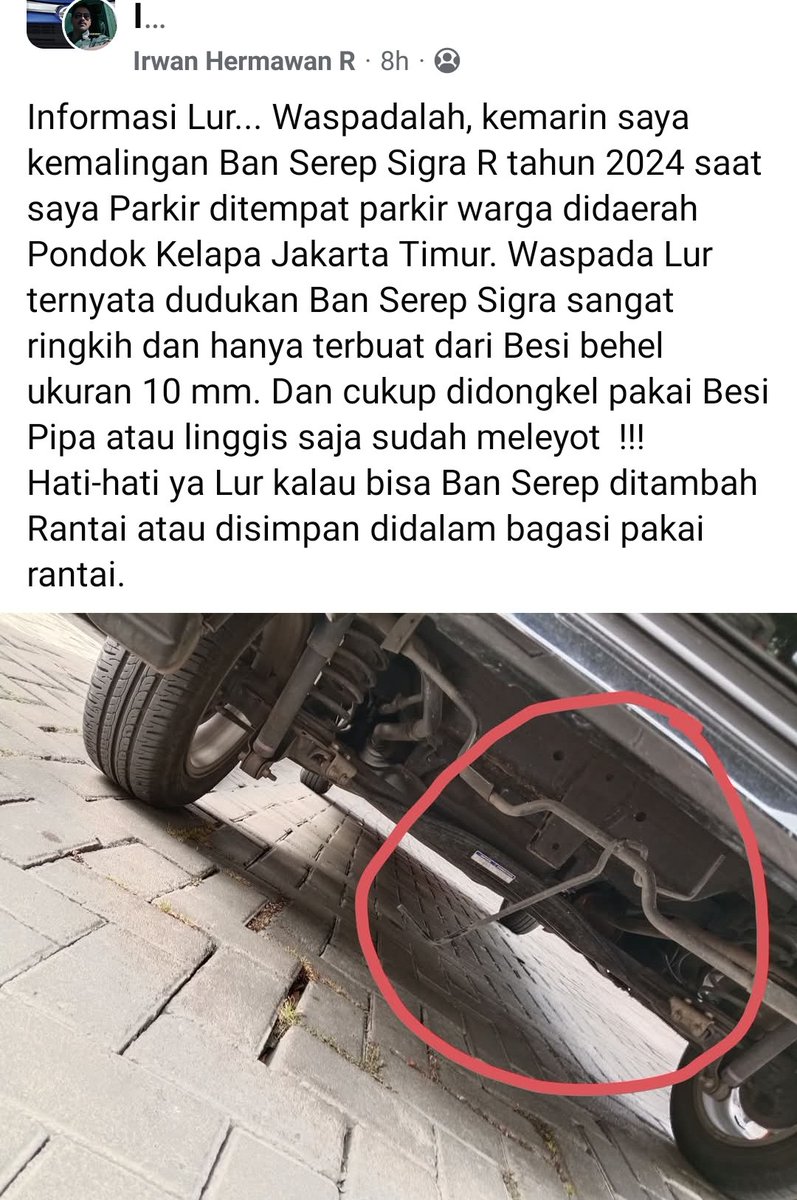 SmwGwOto's tweet photo. Buat pengguna LCGC dan mobil yg ban serep nya dibawah.

Hati-hati di curi ban serep nya, karena utk nyopotnya relatif gampang buat maling professional, gk sampai 5 detik. https://t.co/XsrDI9TwAi