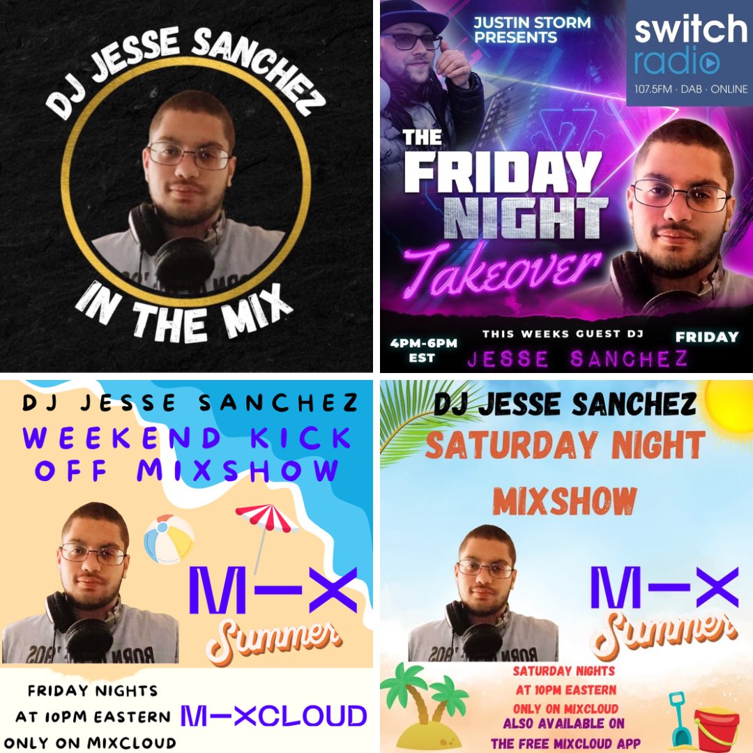 djjessesanchez's tweet photo. Another jam packed weekend. First you can catch my special guest mix on the Friday Night Takeover with Justin Storm on Switch Radio tomorrow at 4pm eastern. Then head on over to Mixcloud where I will be dropping two brand new mixshows this Friday and Saturday🥳🥳 https://t.co/QgX0XNPmxG