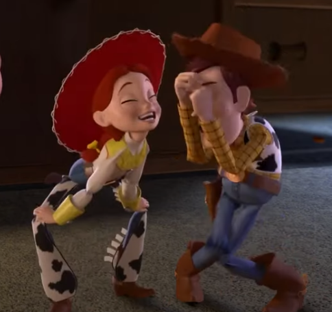 0_L_D's tweet photo. I love frames like this, looks like she's tryhard ragebaiting and Woody is fighting for his life not to cave 😂 This is so sibling coded 
#toystory #woody #jessie #pixar https://t.co/KVutw1NuwW