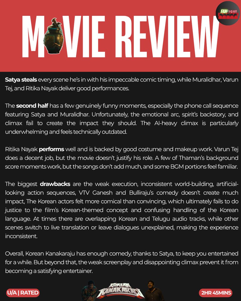 fan9ight's tweet photo. #koreankanakaraju #movie #review #varuntej #ritikanayak https://t.co/BYiVaE5XTL