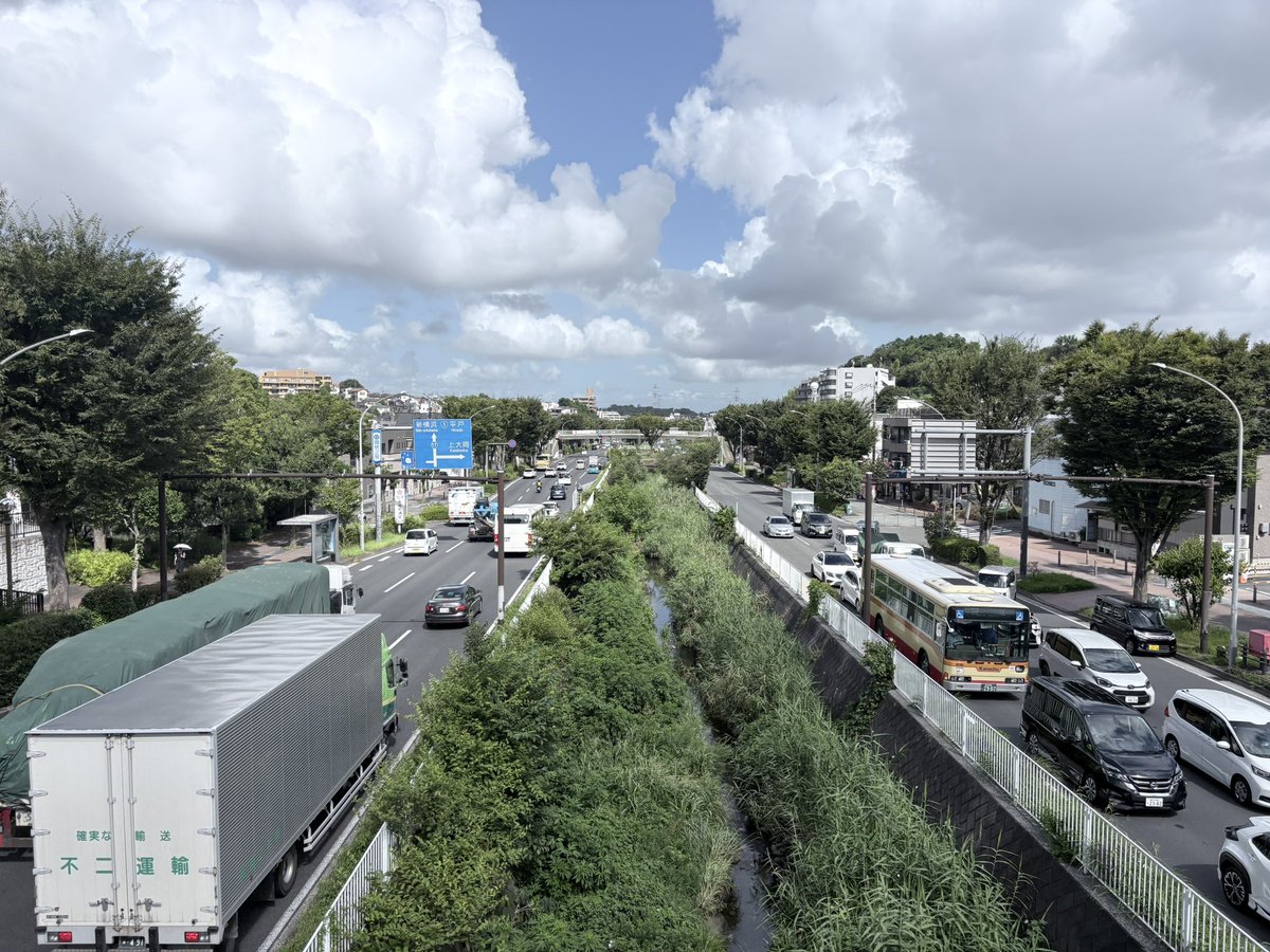 Gacchuman's tweet photo. 歩道橋からの眺め https://t.co/CJZFp4L253