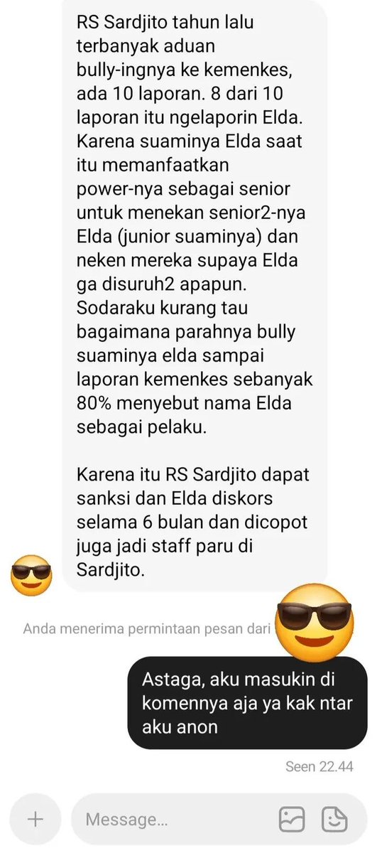 timmymalachi's tweet photo. Hasil diving si Elda ini suami istri ternyata tukang bully. Pernah diskors 6 bulan karena jasus bullying. Suaminya tukang bully di RSUD Ngawi. Ngeri banget. https://t.co/cnP6JcxttG