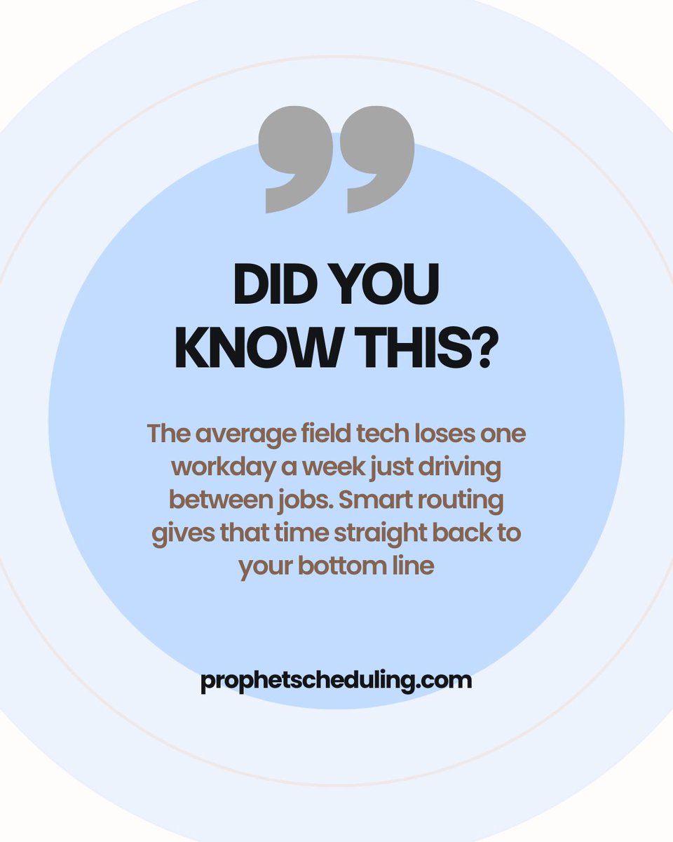 ProphetSchedule's tweet photo. Prophet helps businesses schedule smarter, reduce drive time, and operate more efficiently. #Prophet #FieldServiceSoftware #RouteOptimization #SchedulingSoftware #HVAC #Plumbing #Electrical #PestControl #Poolcleaning #Lawncare https://t.co/2WVoXDD8ul
