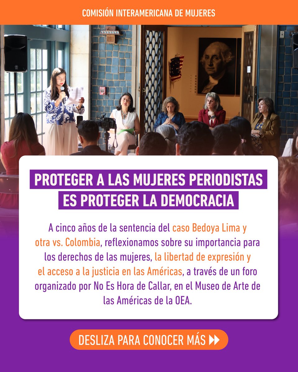 CIMOEA's tweet photo. 👇 ⚖️ A cinco años de la sentencia del caso Bedoya Lima y otra vs. Colombia, recordamos su alcance histórico para los derechos de las mujeres periodistas, la libertad de expresión y el acceso a la justicia.

@jbedoyalima @CorteIDH @CIDH @OEA_oficial @Lauraggils @SGA_OEA_OAS https://t.co/8ZEBKzWpFp