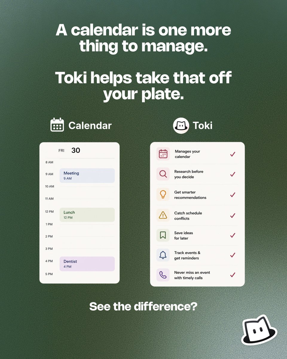 toki_global's tweet photo. Your schedule shouldn't be another thing to manage.

Let Toki handle the planning, reminders, and everything in between—so you can focus on your day.

✨ Try Toki free at https://t.co/SpDVlCLtbd. https://t.co/J2SIQIaqfD