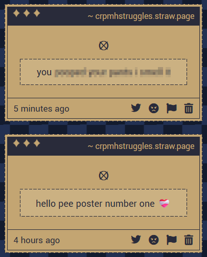 crpmhstruggles's tweet photo. I wonder what that said
Pee posters please show yourselves so we all can have a nice tea party together <3 https://t.co/AEKbMVJZXG