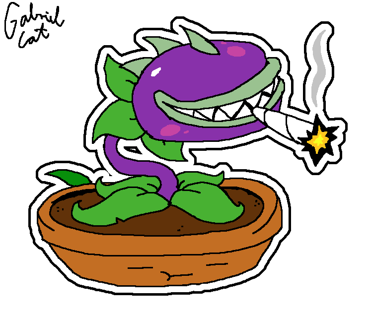 RodriguezRamayo's tweet photo. I remembered that one image of a carnivorous plant with a cigarrete in it's mouth and i thought it would be funny to draw this

#art #digitalart #pvzart #plantsvszombies https://t.co/U7gUh0Unr3