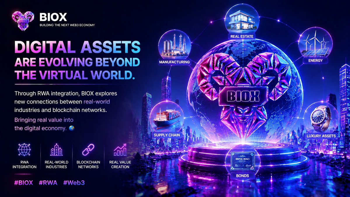 BIOX_BOB's tweet photo. Digital assets are evolving beyond the virtual world.

Through RWA integration, BIOX explores new connections between real-world industries and blockchain networks.

Bringing real value into the digital economy. 🌍

#BIOX #RWA #Web3 https://t.co/WQFdHMC7Tu