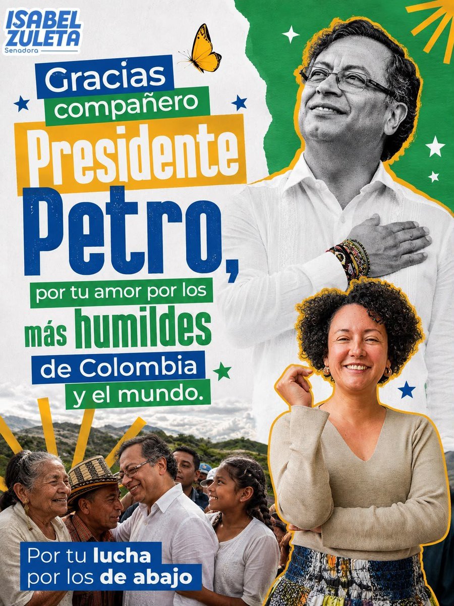 ISAZULETA's tweet photo. Gracias compañero Presidente @petrogustavo, por tu amor por los más humildes de Colombia y del Mundo 💜💚

Gracias por tu lucha por los de abajo.

Para nosotros, en los años que llevamos de la República, eres el único presidente del pueblo que ha tenido esta pais adolorido. https://t.co/grKL2AquR8
