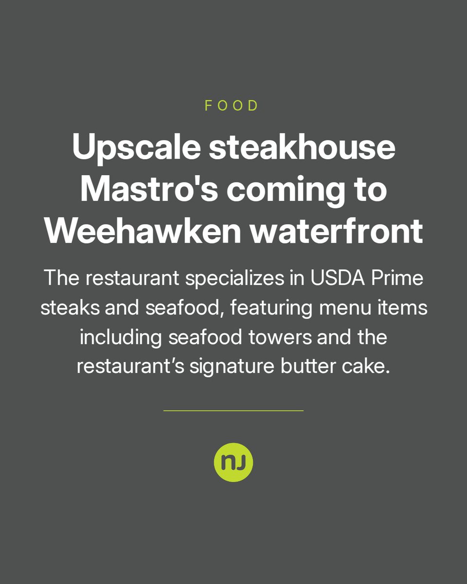 njdotcom's tweet photo. The restaurant specializes in USDA Prime steaks and seafood, featuring menu items including seafood towers and the restaurant’s signature butter cake. Read more here 👉 https://t.co/5GqQysjOy0 https://t.co/P0K6A4gF1S