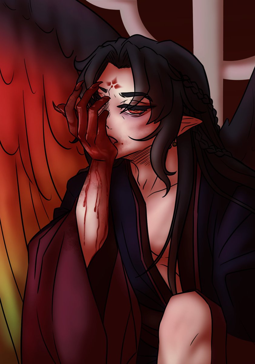 KamiSamasPastel's tweet photo. A drawing of my Pyro Archon Hongxia pre-Archon War, based off this image of Denis Dang https://t.co/KIdVOgXeyw