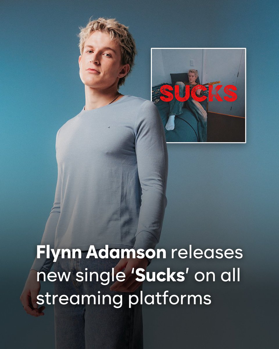 Precise_Digital's tweet photo. Heartbreak has never sounded so good 🎸

‘Sucks’ the latest single from Flynn Adamson turns a story of distance and uncertainty into an energetic pop-rock anthem packed with soaring vocals, driving guitars and a massive hook.

‘Sucks’ out now on all streaming platforms‼️
https://t.co/BtzVMjEyM3