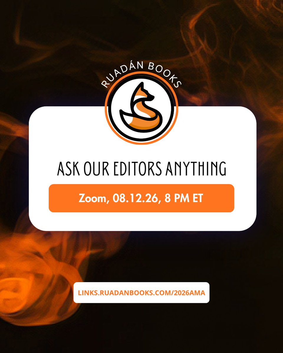 RuadanBooks's tweet photo. Authors, join us for our 2026 Editors AMA on 8/12!

Questions about our current call for novels? Ask them here!

Our Editor-in-Chief R. B. Wood and acquisitions editor Anna Koon will be available to answer your questions on Zoom from 8-9 PM ET.

🔗 https://t.co/cqsY5Vp7st

#writingtips #AuthorsOfTwitter #writingcommunity #editors