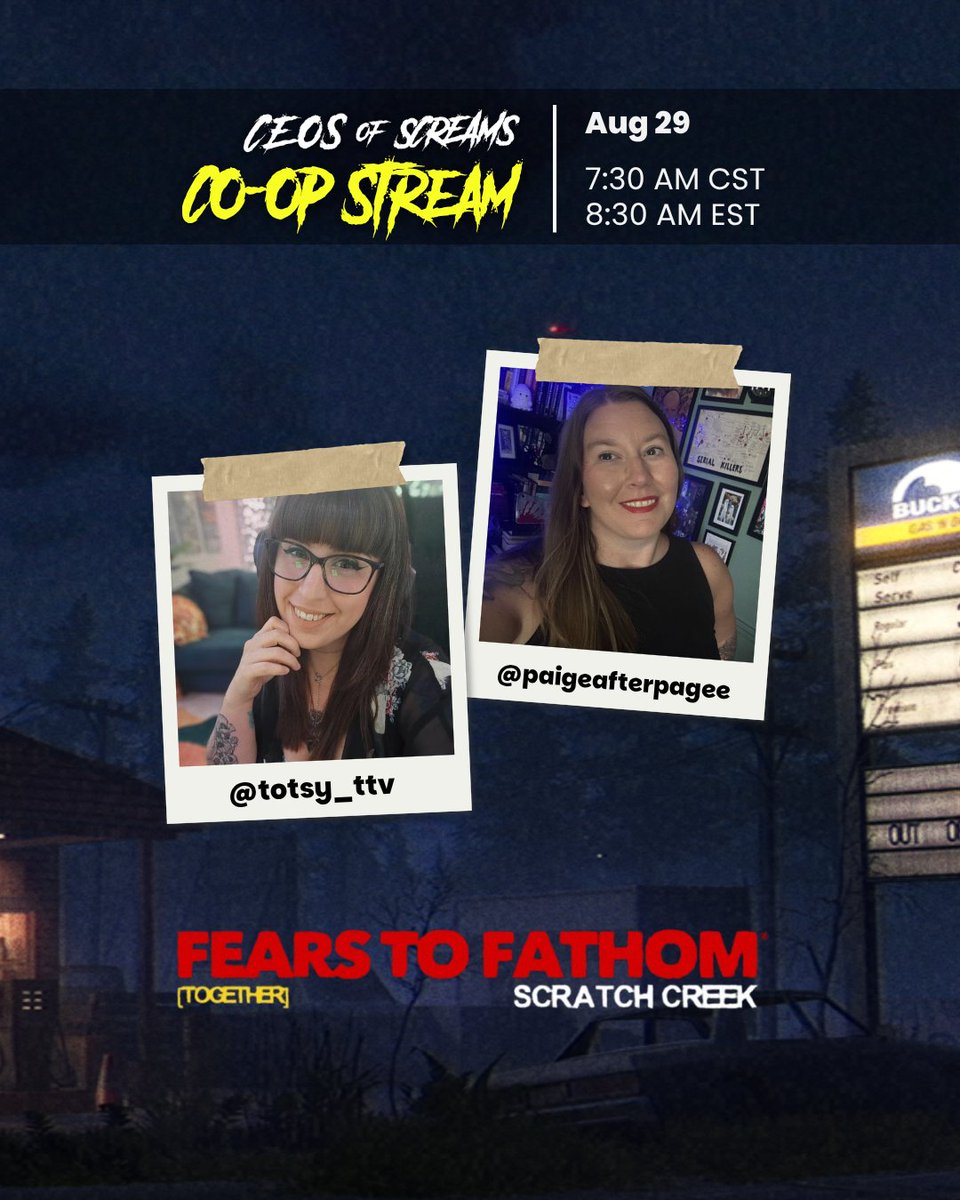 CEOsOfScreams's tweet photo. 2 wonderful ceo's 1 helluva a good time! lets go support @paigeafterpagee and @ImAGaminPotato as they go on a spooky road trip together https://t.co/IGLrPFyGLW