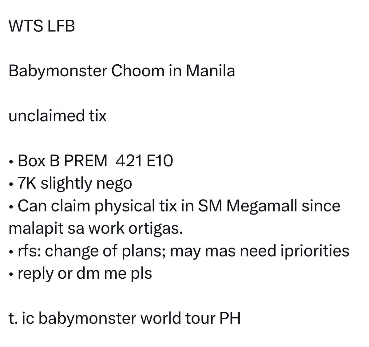 mes_cpa's tweet photo. @gwangsanvjin hi i have po if need nyo papo 😭 unclaimed tix huhu pwede sabay natin claim https://t.co/CqDw9JDAHt