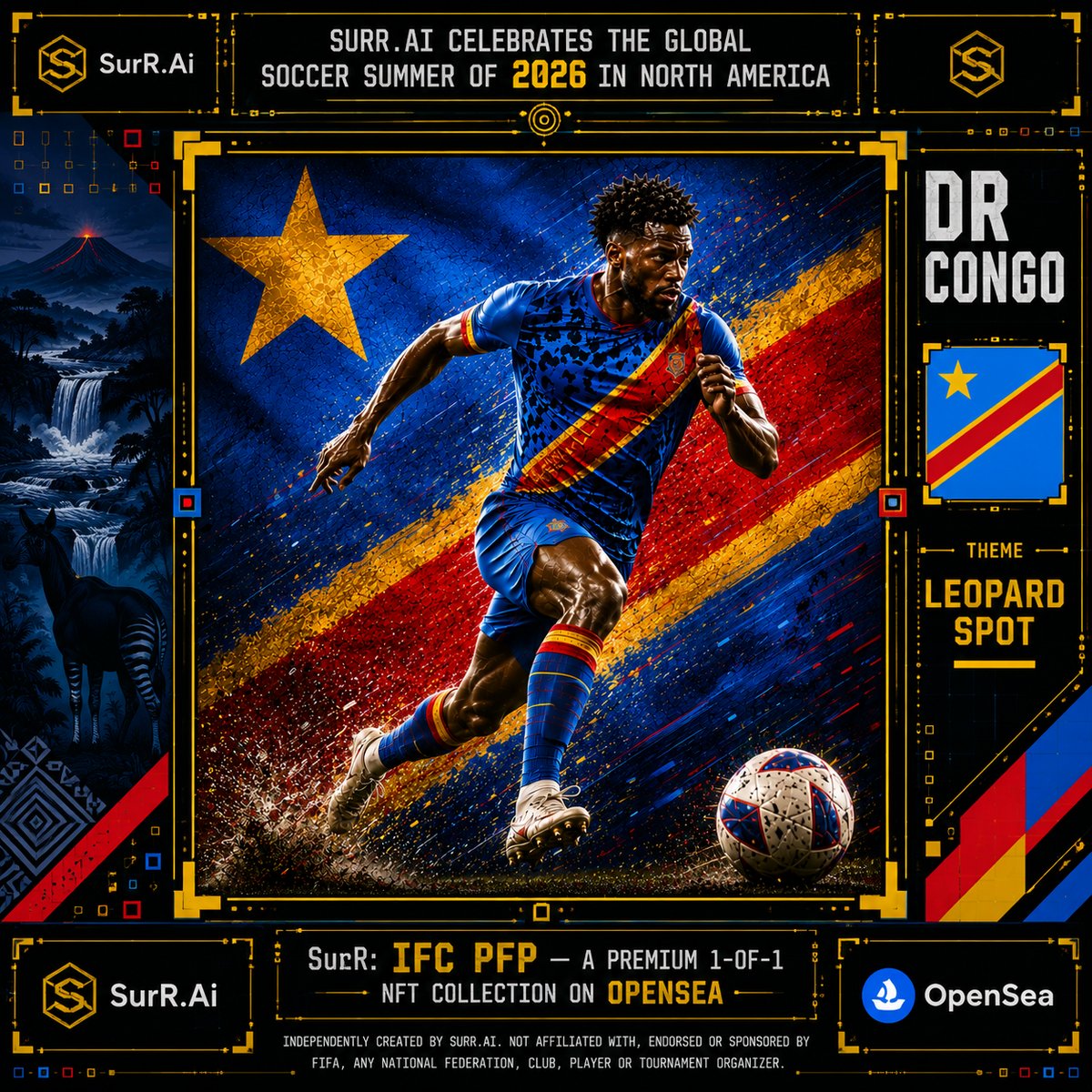 SurRNFTs's tweet photo. ⚽ The chaos. The clock. #Collectibles
SurR: IFC #PFP is live: 53 premium 1-of-1 #phygital #artworks for Global #Soccer Summer 2026
#11 #DRCongo
#Collection https://t.co/mOuiy3pfR4
#Backstory https://t.co/XsrrHDKxfj
#Sports #Crypto #NFT #TradingCard #Football #FC https://t.co/dkaaIvE4Ti